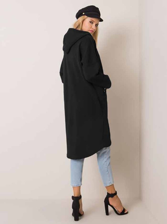 Czarna bluza typu long oversize na suwak, wygodna otulina