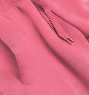 Różowe damskie dresowe spodnie casualowe z kieszeniami i ściągaczem