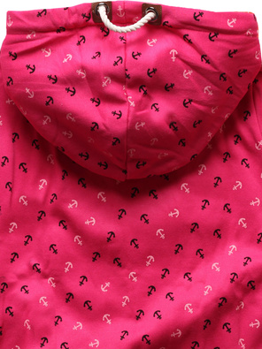 Różowa bluza damska ze skośnym suwakiem cała w kotwice