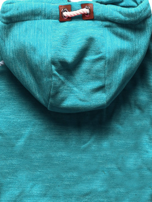 Turkusowa melanżowa bluza damska z kapturem zapinana na suwak