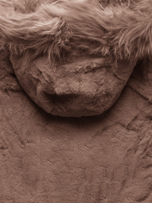 Kawowa dwustronna zimowa kurtka damska pikowana w karo