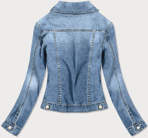 DAMSKA KURTKA JEANSOWA Z KOŁNIERZYKIEM NIEBIESKA (GD9217-K)
