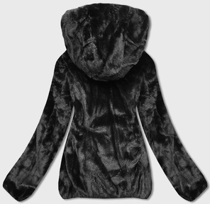 Granatowa dwustronna rewelacyjna zimowa pikowana kurtka na futrze 