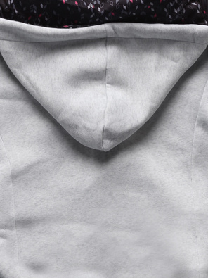 Jasnoszara długa damska bluza z kapitalną stójką