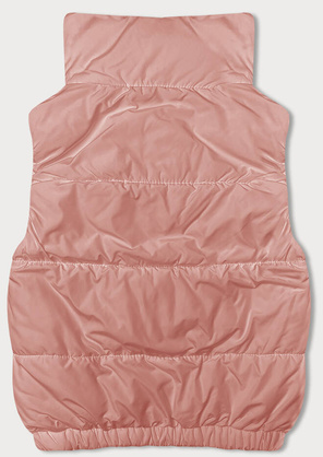 Brzoskwiniowy bezrękawnik kamizelka ze stójką z zdobną podszewką