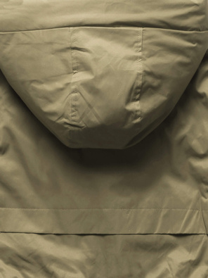 Ciemnobeżowa damska przejściowa kurtka parka z kapturem