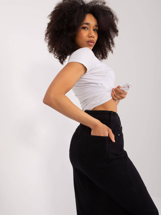 Czarna długa jeansowa maxi spódnica