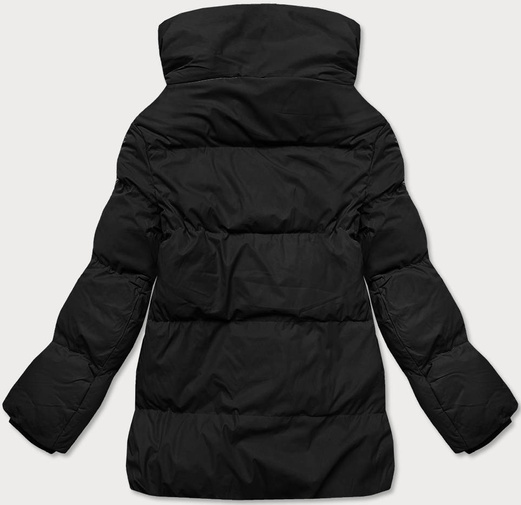 Czarna zimowa pikowana kurteczka z kołnierzem