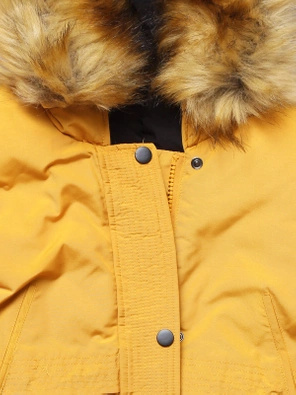 Żółto-czarna zimowa dwustronna pikowana kurtka płaszczyk parka 