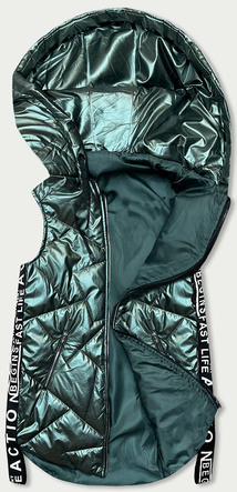 BEZRĘKAWNIK DAMSKI Z OZDOBNYMI TAŚMAMI ZIELONY (R8096-10)