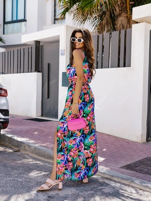 Zielona lekka stylowa sukienka damska z paskiem