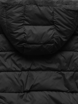 Czarna zimowa dwustronna ciepła kurtka na futerku