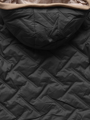 Czarna damska pikowana przejściowa kurtka z naszywką