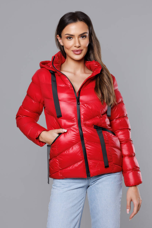 Czerwona lux zimowa pikowana kurtka