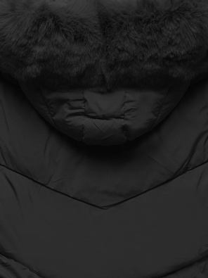 Czarna przejściowa kurtka damska bombka z kapturem