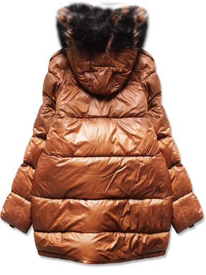 Czarno brązowa dwustronna zimowa czadowa kurtka