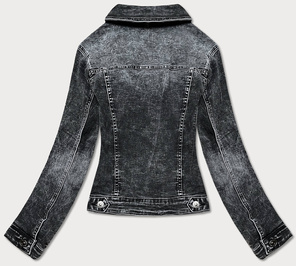 Krótka damska kurtka jeansowa czarna (pop5989-k)