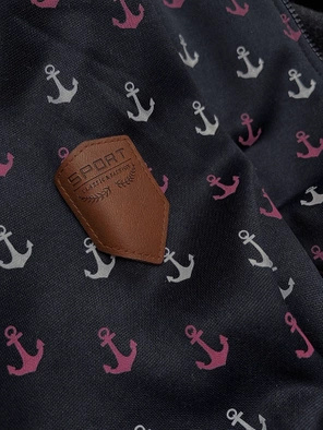 Granatowa damska rozpinana długa bluza w kotwice