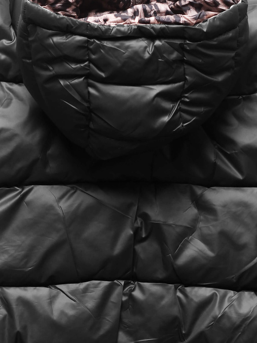 Czarna dwustronna kurtka damska pikowana panterka