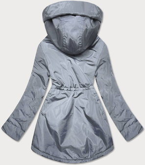 Szaro beżowa przejściowa kurtka parka z kapturem