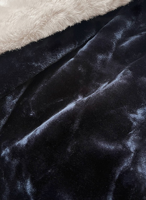 Granatowa zimowa kurtka płaszczyk na misiu