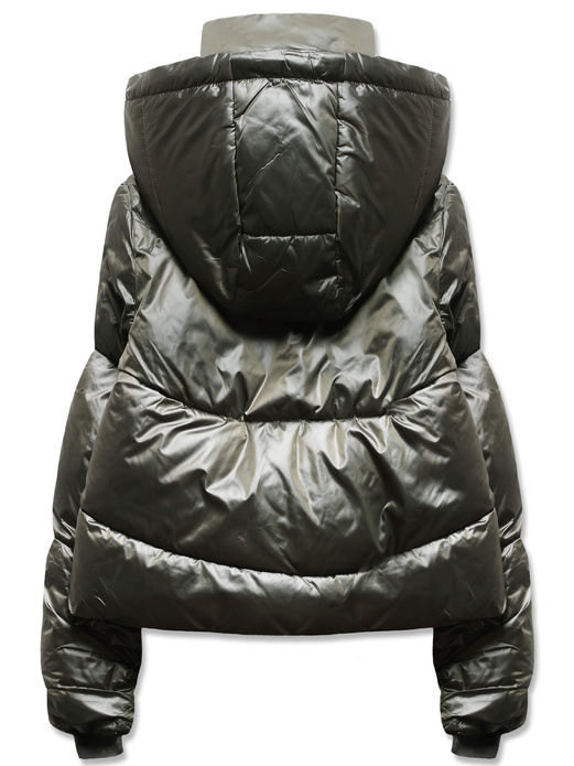 Zielona puchowa kurtka z kapturem