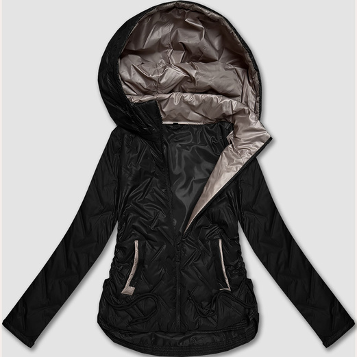 Czarna damska lekka pikowana kurtka przejściowa ze stójką