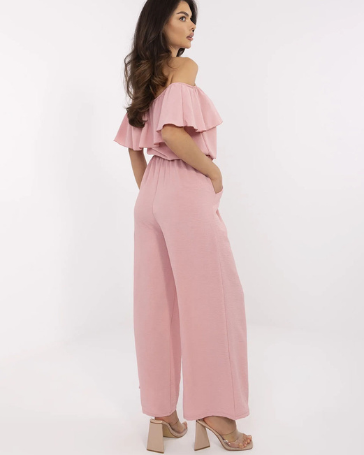 Różowy fantastyczny luźny kombinezon - szerokie nogawki