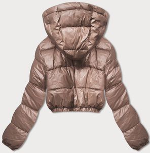 Jasnobrązowa krótka damska pikowana kurtka zimowa