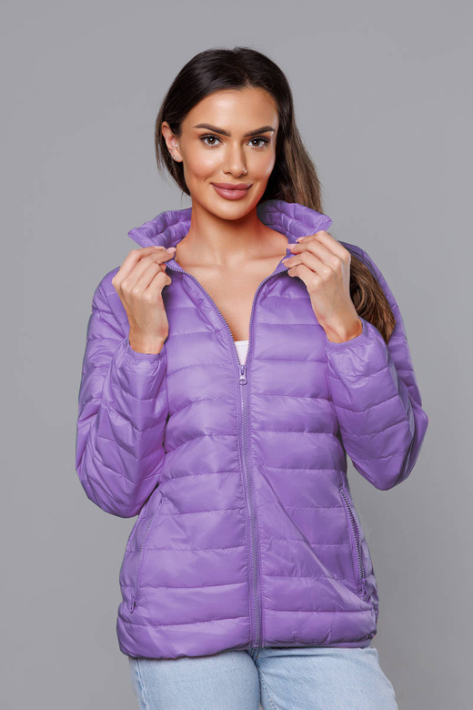 Lila urocza kurtka pikowana ze stójką