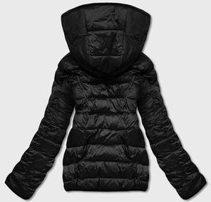 Czarna dwustronna rewelacyjna zimowa pikowana kurtka na futrze 