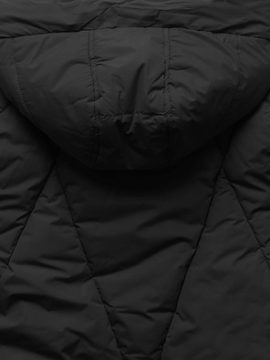 Czarna fantastyczna zimowa długa kurtka płaszcz stójka netmoda  