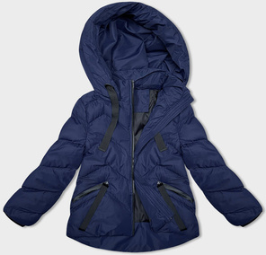 Granatowa pikowana kurtka z kapturem