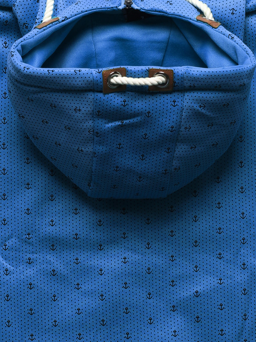 Niebieska damska rozpinana bluza z kapturem w kotwiczki