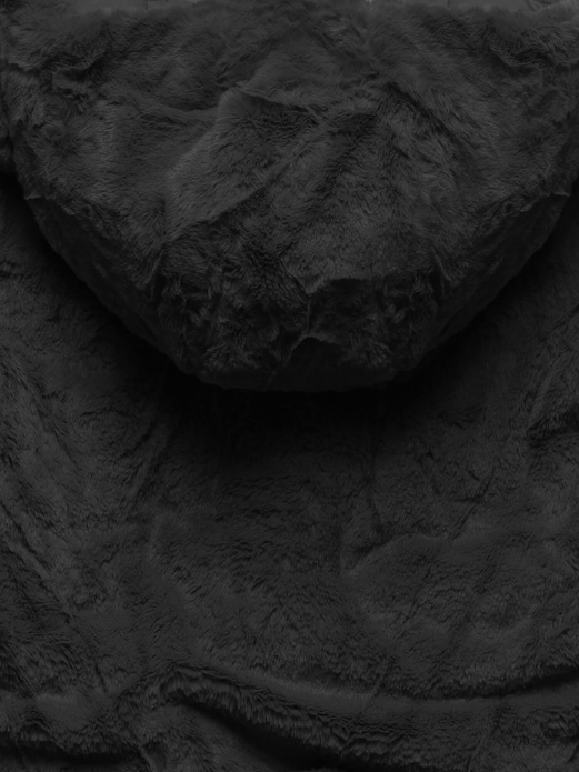 Czarna zimowa dwustronna ciepła kurtka na futerku