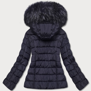 Granatowa zimowa kurtka z futerkiem