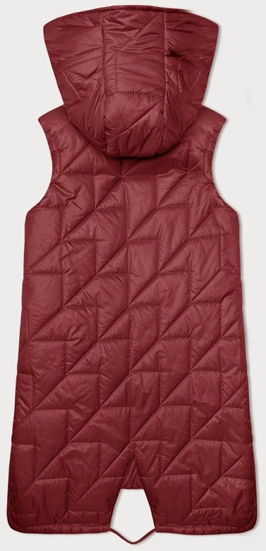 Czerwony asymetryczny pikowany bezrękawnik kamizelka damska z kapturem