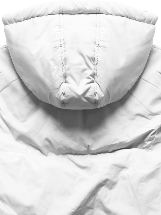 Biały fenomenalny krótki bezrękawnik z kapturem i stójką