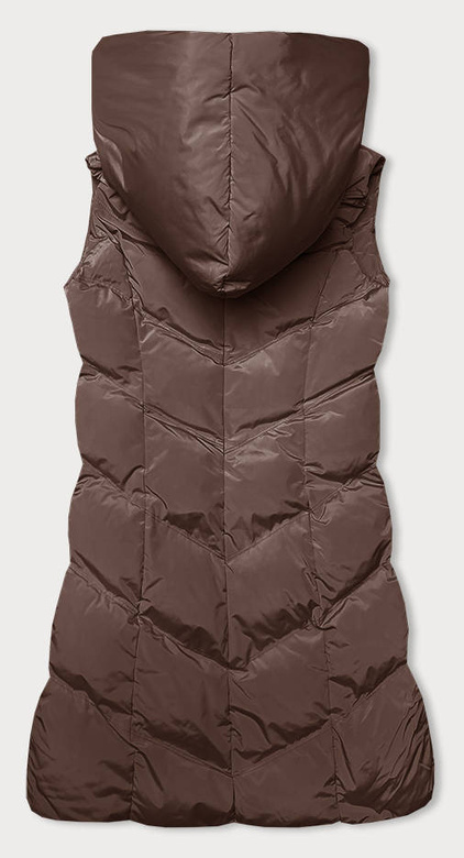 Brązowy pikowany bezrękawnik kamizelka z kapturem