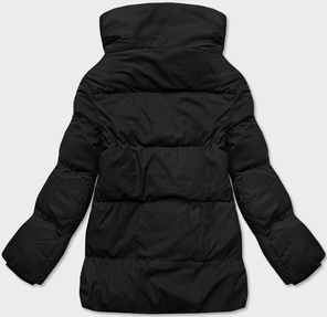 Czarna zimowa pikowana kurteczka z kołnierzem