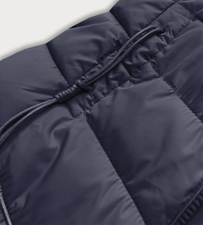 Granatowa zimowa damska ciepła kurtka z kapturem 