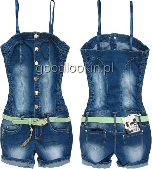 GRANATOWY KOMBINEZON JEANS'OWY C-IN-C (A147-1)