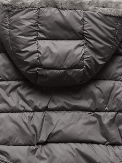 Grafitowa zimowa dwustronna ciepła kurtka na futerku