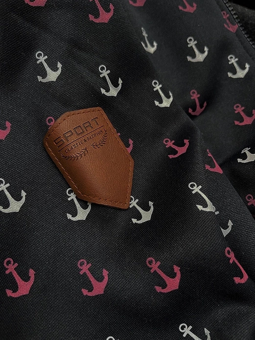 Czarna damska rozpinana długa bluza w kotwice