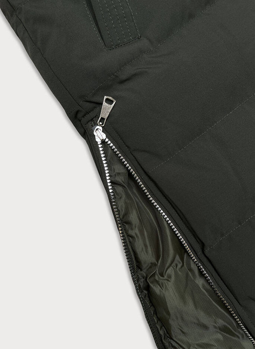 Khaki czadowy bezrękawnik kamizelka puchowa z kapturem