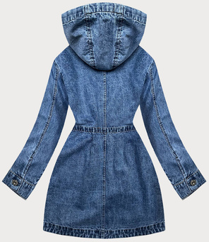 Narzutka jeansowa z kapturem niebieska (pop5953-k)