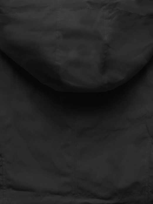 Czarna damska kurtka typu parka z geometrycznym wzorem