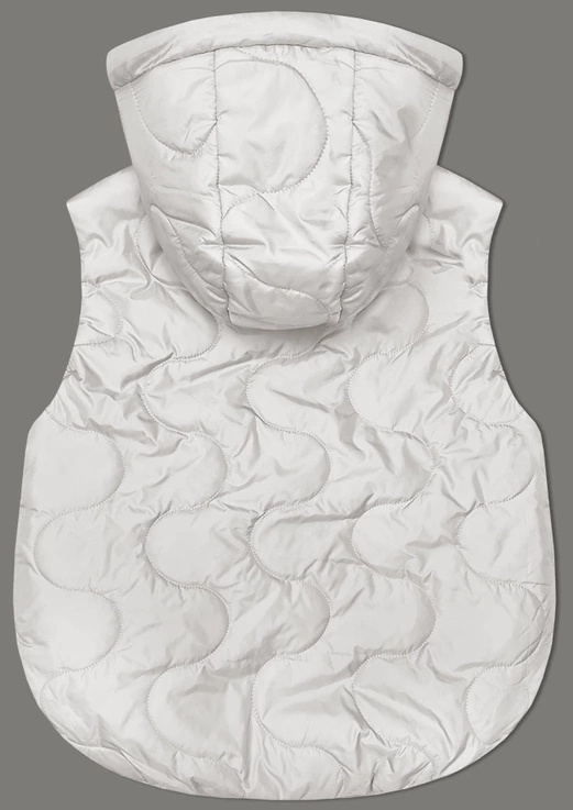 Ecru krótki bezrękawnik kamizelka z kapturem