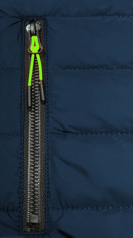 Granatowo szara sportowa zimowo-dresowa pikowana kurtka z kapturem