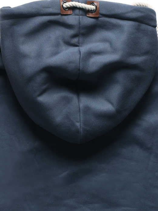 Szaroniebieska brzoskwiniowa unikalna bluza damska z kapturem